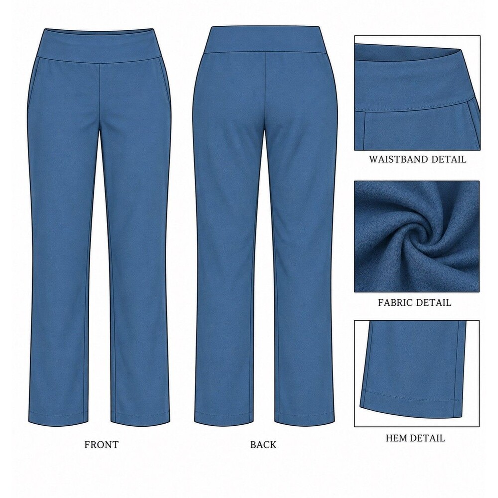 NIC+ZOE Wonderstretch Pants Womens 8 Slate Blue Stretch Pull On Straight Leg